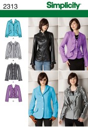 2313  BUTTON/ ZIP COLLAR JACKET LENGTHS PATTERN 6-14, 16-24